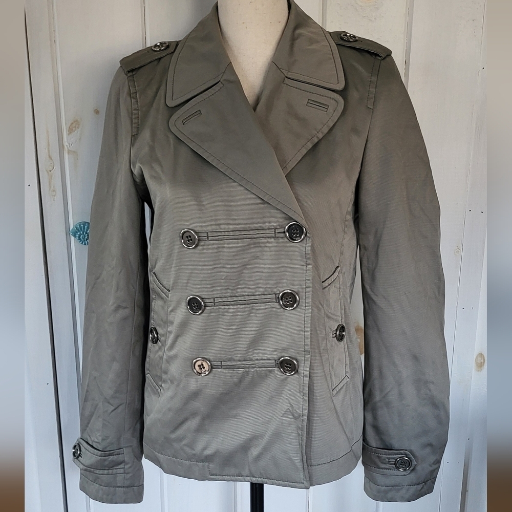 COACH Double Breast Trench Utility Jacket In Khaki Green
